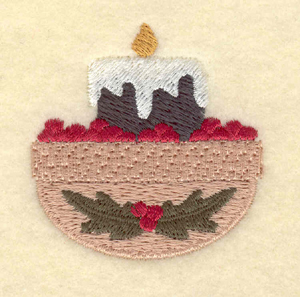 Embroidery Design: Small candle with cranberries<br>1.95"w X 1.99"h
