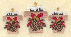 Embroidery Design: Three candles with bows<br>4.52"w X 2.21"h