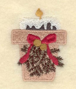 Embroidery Design: Single candle with bow<br>1.52"w X 2.01"h