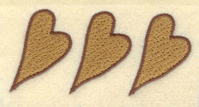 Embroidery Design: Three Small Hearts<br>3.91w X 1.80h