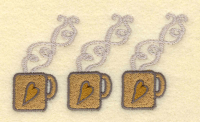 Embroidery Design: Three Small Mugs<br>3.90w X 2.12h | Embroidery Legacy Embroidery Design: Three Small Mugs<br>3.90w X 2.12h