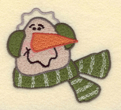 Embroidery Design: Snowman with Ear Muffs<br>3.51w X 3.19h