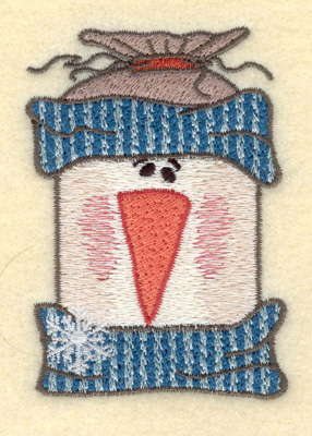 Embroidery Design: Snowman Head Small with Hat & Scarf<br>2.48w X 3.59h