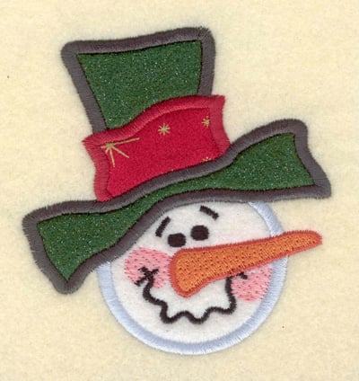 Embroidery Design: Snowman head with Hat Appliques<br>3.66w X 3.91h