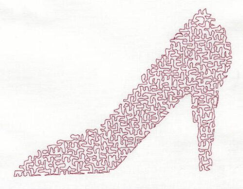 Embroidery Design: Stipple Shoe High<br>5.39w X 3.97h