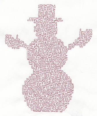 Embroidery Design: Stipple Snowman High<br>4.70w X 5.84h