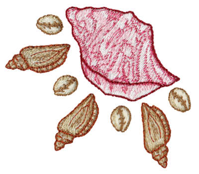 Embroidery Design: Seashells 3<br>3.65" x 3.01"