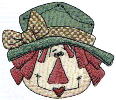 Embroidery Design: Annie In a Green Hat<br>3.28" x 2.76"