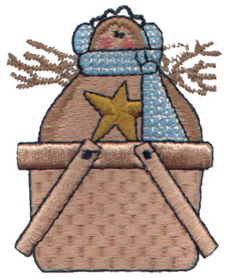 Embroidery Design: Gingerbread Snowman in Basket<br>2.45" x 2.92"