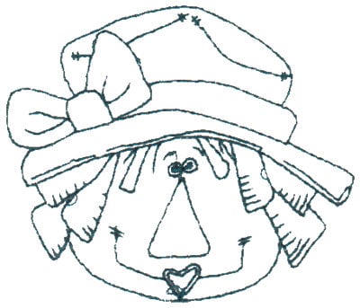 Embroidery Design: Annie In Hat - Outline<br>2.99" x 2.52"