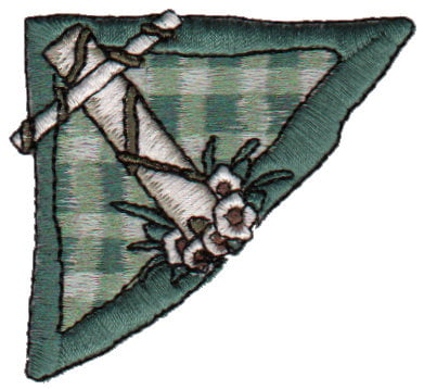 Embroidery Design: Green Plaid Cross Corner<br>2.51" x 2.26"