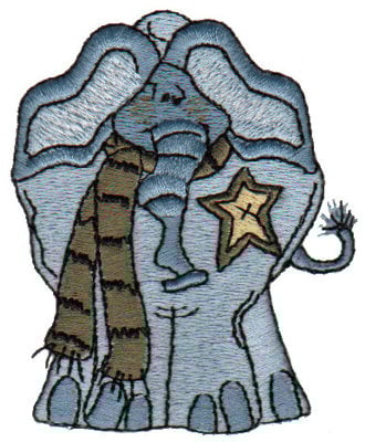 Embroidery Design: Elephant with Scarf<br>2.48" x 2.98" | Embroidery Legacy Embroidery Design: Elephant with Scarf<br>2.48" x 2.98"