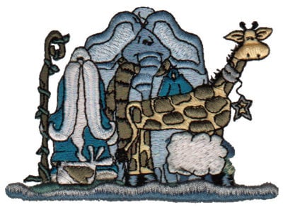Embroidery Design: Noah & Animals<br>3.97" x 2.86"