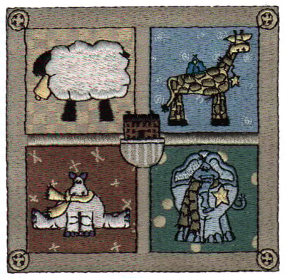 Embroidery Design: Animal Quilt Block<br>4.02" x 3.85"