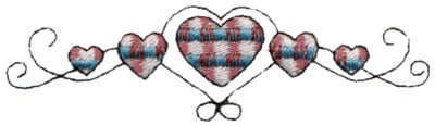 Embroidery Design: Plaid Heart Border<br>3.98" x 1.08"