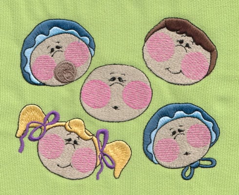Embroidery Design: Five Babies (The Gang)<br>5.95" x 4.66"