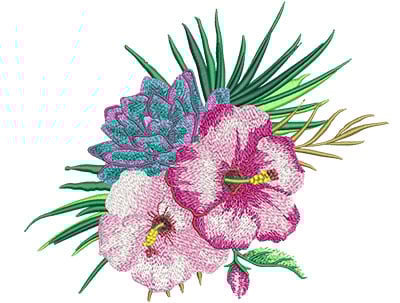 Embroidery Design: Tropical Flowers 2<br> 7.91w X 6.52h | Embroidery Legacy Embroidery Design: Tropical Flowers 2<br> 7.91w X 6.52h