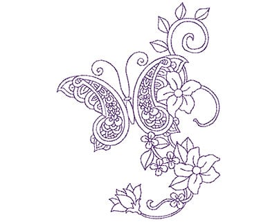 Embroidery Design: Paisley Butterfly A<br> 4.06w X 5.44h