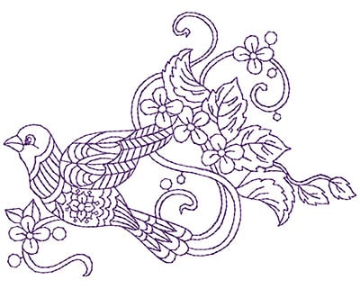 Embroidery Design: Paisley Bird A<br> 4.94w X 3.69h