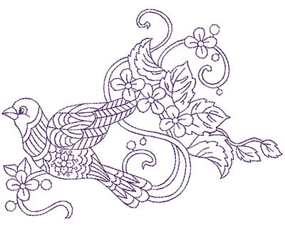 Embroidery Design: Paisley Bird B<br> 6.44w X 4.81h