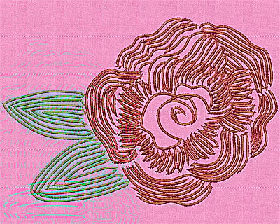 Embroidery Design: Rose flower<br> 7.13w X 4.88h