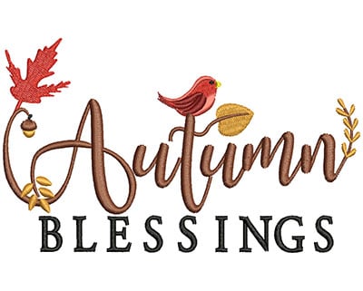 Embroidery Design: Autumn Blessings<br> 6.02w X 3.62h | Embroidery Legacy Embroidery Design: Autumn Blessings<br> 6.02w X 3.62h