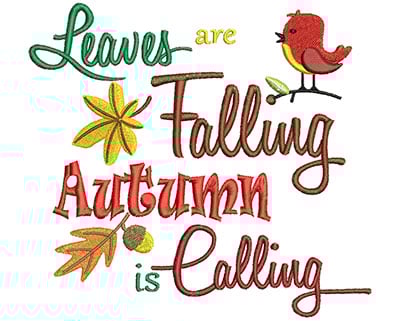 Embroidery Design: Leaves Are Falling Autumn<br> 6.02w X 5.53h