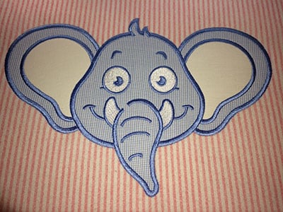 Embroidery Design: Applique elephant small<br> 6.94w X 4.69h