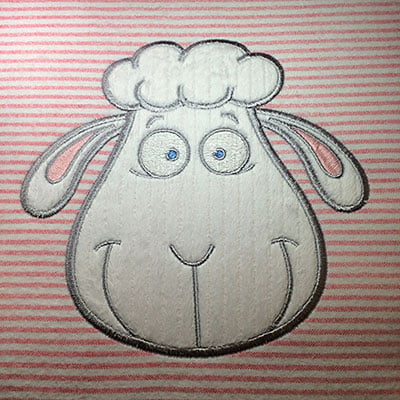 Embroidery Design: Applique lamb small<br> 4.63w X 4.38h