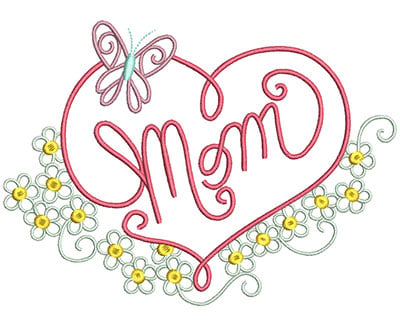 Embroidery Design: Mom Floral Large<br> 7.39w X 5.37h