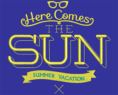 Embroidery Design: Here Comes The Sun Large<br> 6.85w X 6.22h