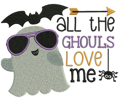Embroidery Design: All The Ghouls Love Me<br> 6.00w X 4.75h