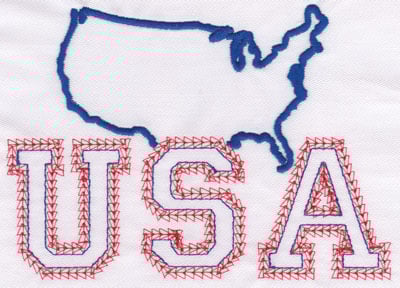 Embroidery Design: USA Outline and Name<br>4.57" x 6.27"