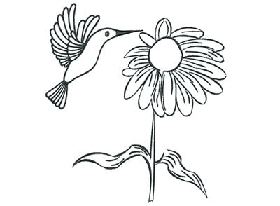 Embroidery Design: Hummingbird with Flower Outline<br> 6.42w X 7.09h | Embroidery Legacy Embroidery Design: Hummingbird with Flower Outline<br> 6.42w X 7.09h