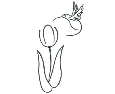 Embroidery Design: Hummingbird with Rose Outline<br> 3.68w X 7.14h | Embroidery Legacy Embroidery Design: Hummingbird with Rose Outline<br> 3.68w X 7.14h