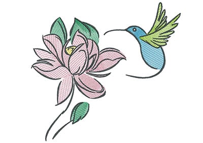 Embroidery Design: Hummingbird And Flower<br> 7.14w X 6.64h | Embroidery Legacy Embroidery Design: Hummingbird And Flower<br> 7.14w X 6.64h