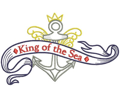 Embroidery Design: King Of The Sea<br> 6.56w X 4.02h