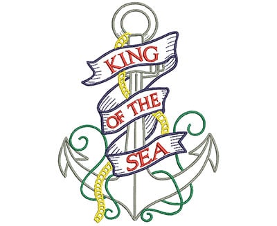 Embroidery Design: King Of The Sea Anchor<br> 4.77w X 6.59h
