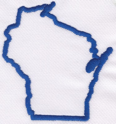Embroidery Design: Wisconsin Outline<br>3.02" x 2.76"