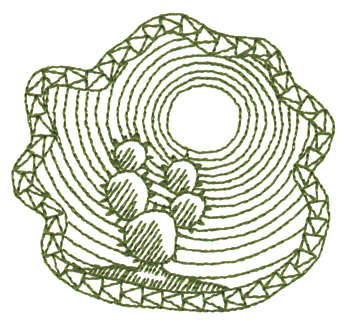 Embroidery Design: Cactus In Desert Sun - Outline<br>3.08" x 2.86"