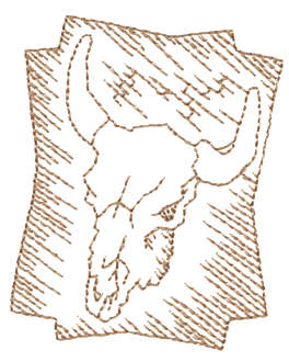 Embroidery Design: Cattle Skull - Outline<br>2.47" x 2.98"