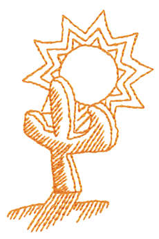 Embroidery Design: Cactus & Sun - Outline<br>2.19" x 2.99"