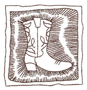 Embroidery Design: Cowboy Boot In Border - Outline<br>2.90" x 2.98"