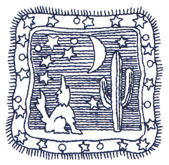 Embroidery Design: Howling Coyote - Outline<br>3.08" x 3.05"