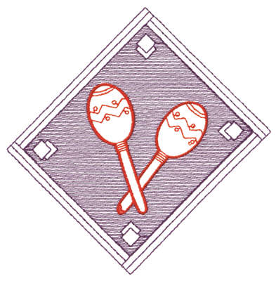 Embroidery Design: Diamond Maraca - Outline<br>5.28" x 5.30"