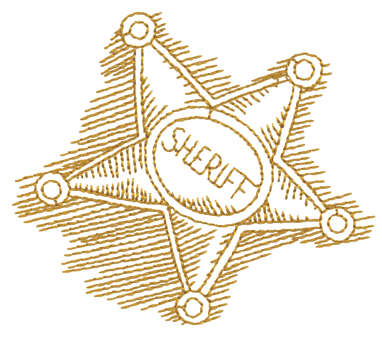 Embroidery Design: Sheriff's Badge - Outline<br>3.47" x 2.93"