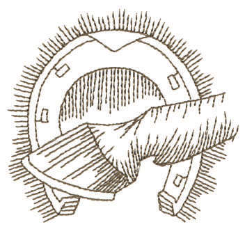 Embroidery Design: Horseshoe & Hoof - Outline<br>3.18" x 2.97"