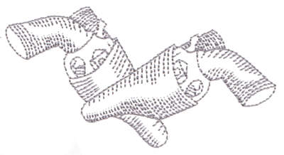 Embroidery Design: Pistols - Outline<br>4.31" x 2.10"