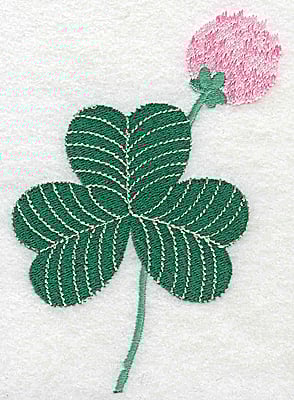Embroidery Design: Shamrock with clover flower large<br> 3.56w X 4.96h
