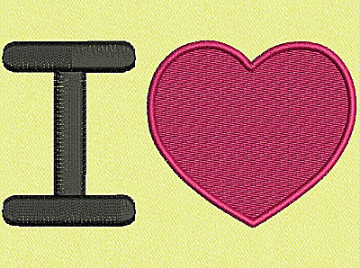 Embroidery Design: I love (heart) large<br> 3.98w X 2.11h